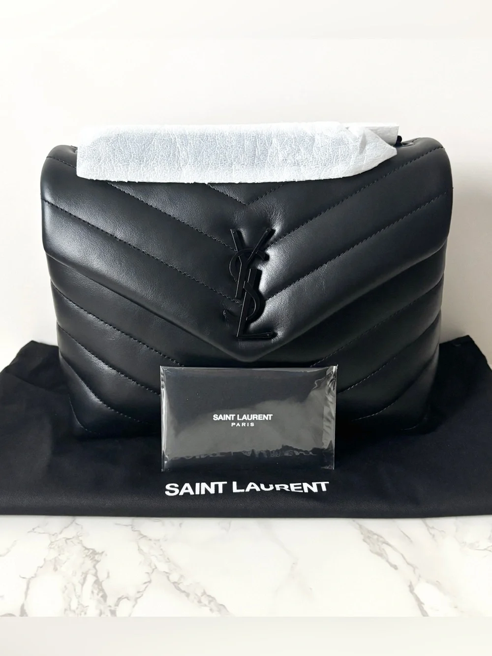 New Saint Laurent YSL Small Loulou Shoulder Bag Black w/Black Hardware